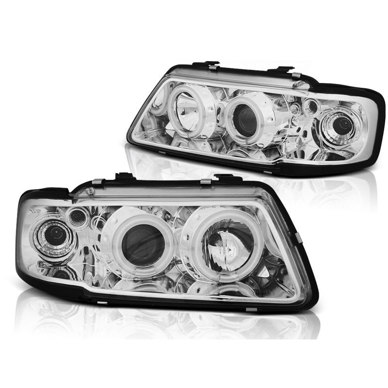 PHARES AVANT AUDI A3 8L 08.96-08.00 ANGEL EYES CCFL CHROME