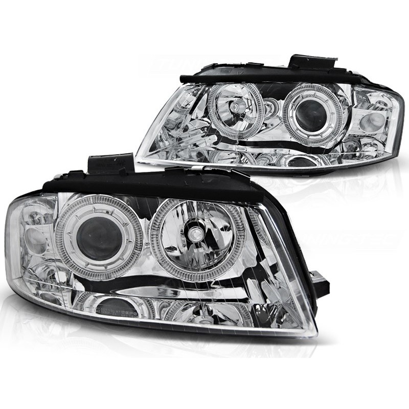 Phares avant Audi A3 8p 05.03-03.08 angel eyes chrome