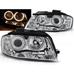 Phares avant Audi A3 8p 05.03-03.08 angel eyes chrome