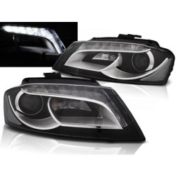 Phares avant Audi A3 8p 08-12 noir tru drl