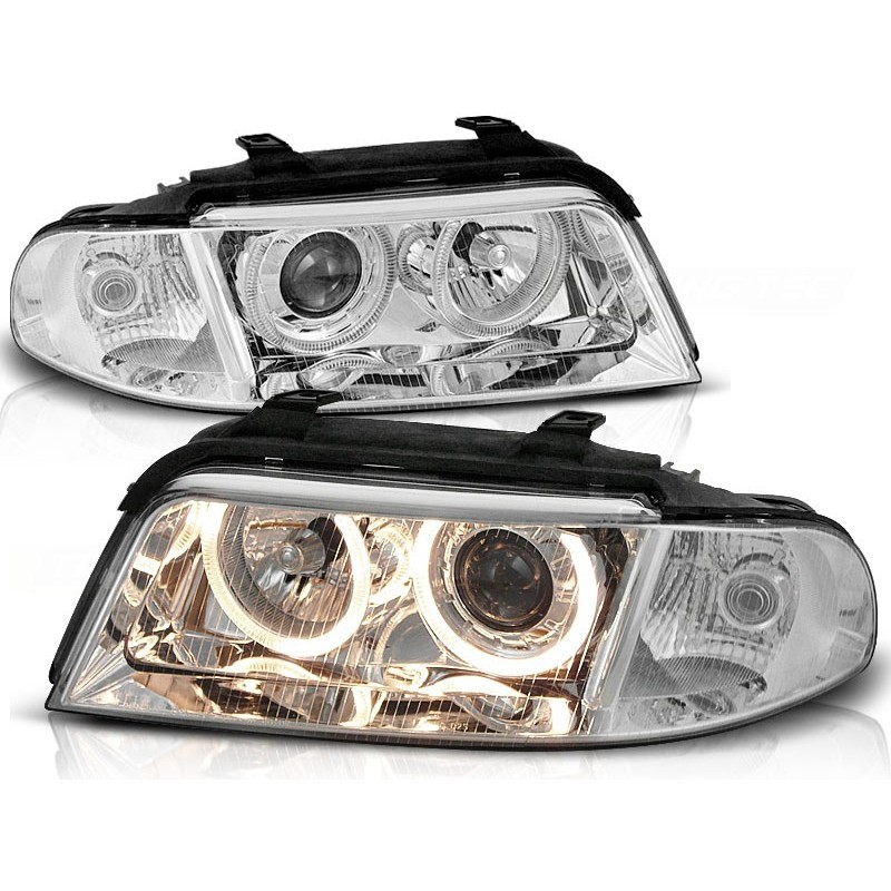 Phares avant Audi A4 01.99-09.00 angel eyes chrome