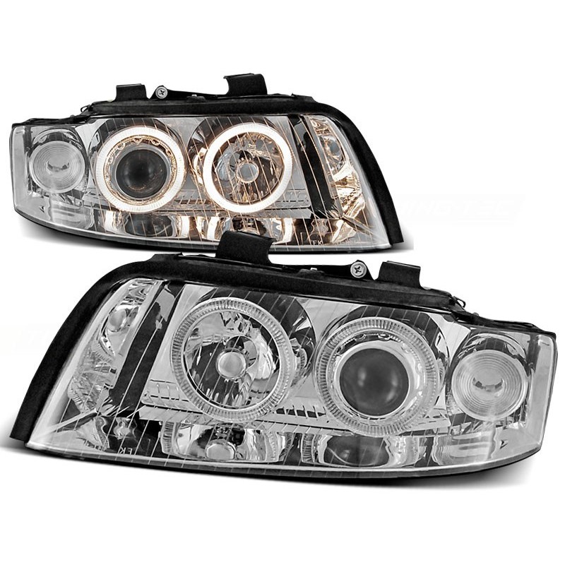 Phares avant Audi A4 10.00-10.04 angel eyes chrome