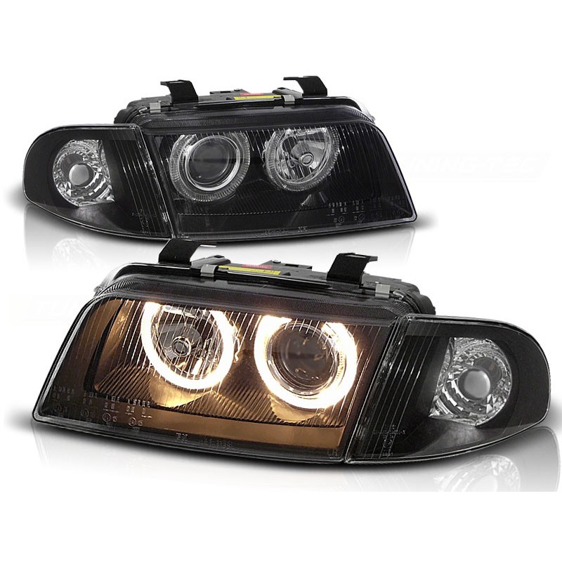 Phares avant Audi A4 11.94-12.98 angel eyes noir Phares avant Audi A4 11.94-12.98 angel eyes noir