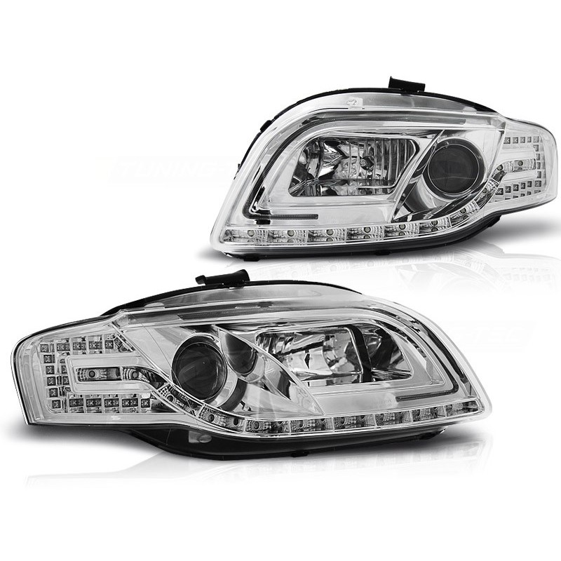 Phares avant Audi A4 b7 11.04-03.08 led tube lights chrome