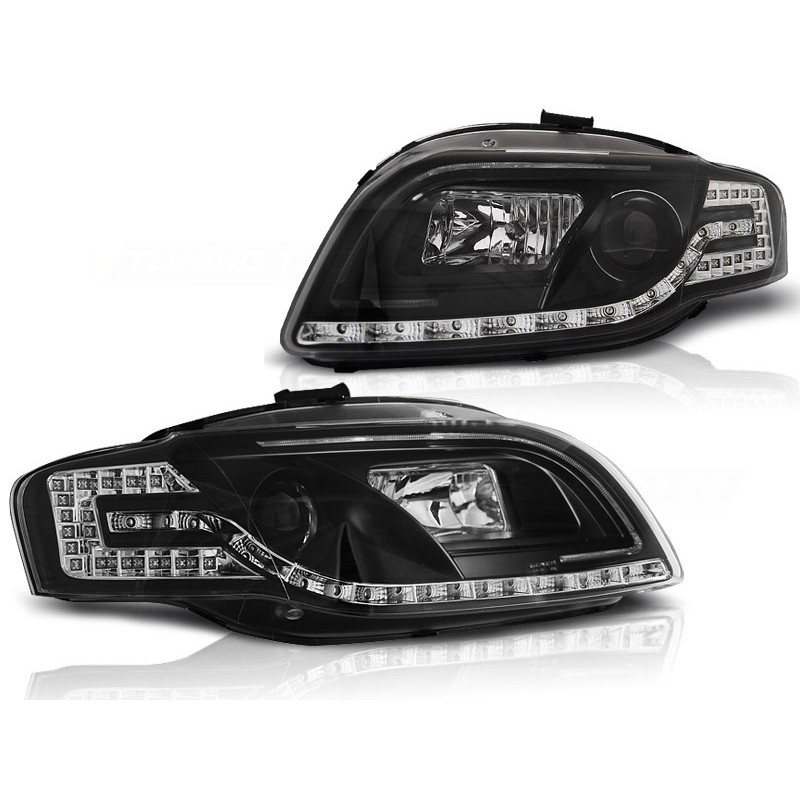 Phares avant Audi A4 b7 11.04-03.08 led tube lights noir