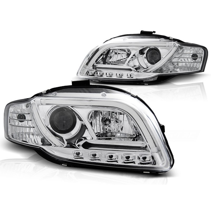 Phares avant Audi A4 b7 11.04-03.08 tube lights chrome tru drl