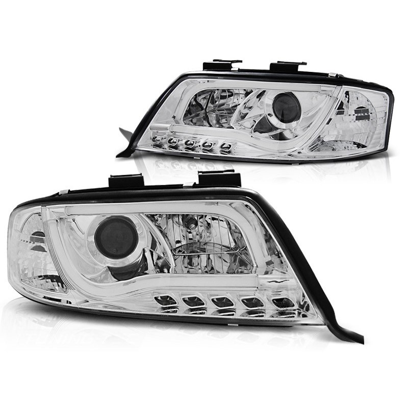 Phares avant Audi A6 05.97-05.01 led tube lights chrome