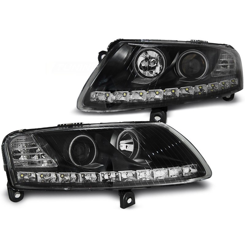 Phares avant Audi A6 c6 04.04-08 angel eyes led noir