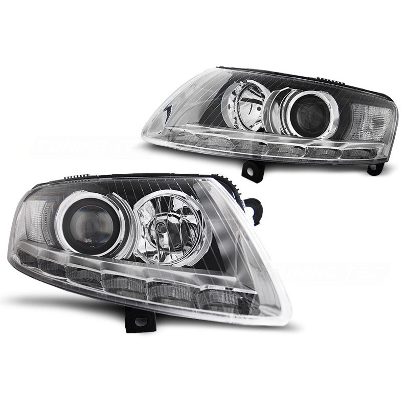 Phares avant Audi A6 c6 04.04-08 xenon daylight chrome drl