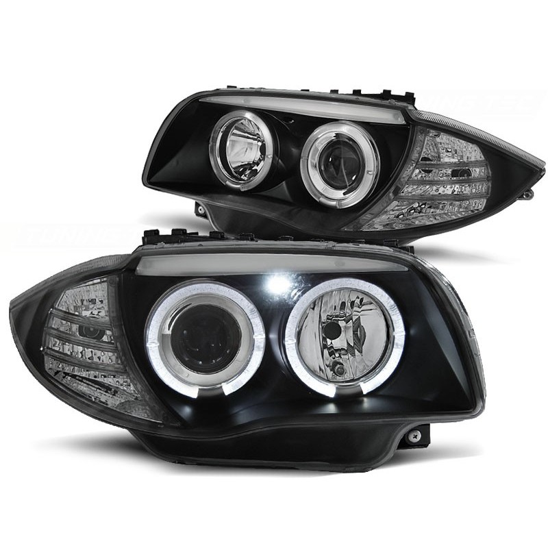 Phares avant BMW 1 e87 / e81 04-11 angel eyes noir