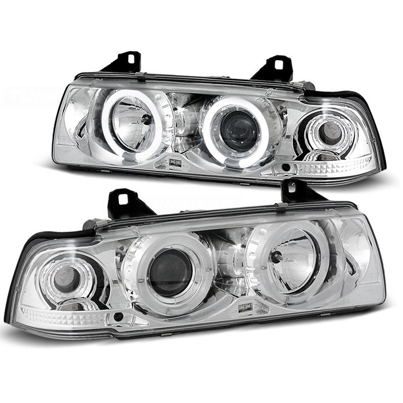 Phares avant BMW e36 12.90-08.99 angel eyes chrome