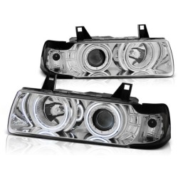 Phares avant BMW e36 12.90-08.99 c/c angel eyes chrome