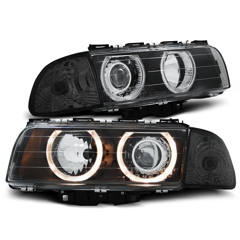 Phares avant BMW e38 06.94-08.98 h7/h7 angel eyes noir