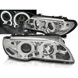 PHARES AVANT BMW E46 04.03-06 COUPE CABRIO ANGEL EYES CCFL XENON CHROME