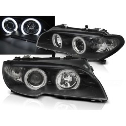 PHARES AVANT BMW E46 04.03-06 COUPE CABRIO ANGEL EYES CCFL XENON NOIR