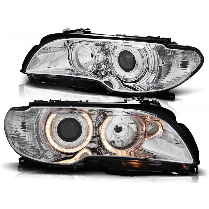 Phares avant BMW e46 04.03-06 coupe cabrio angel eyes chrome