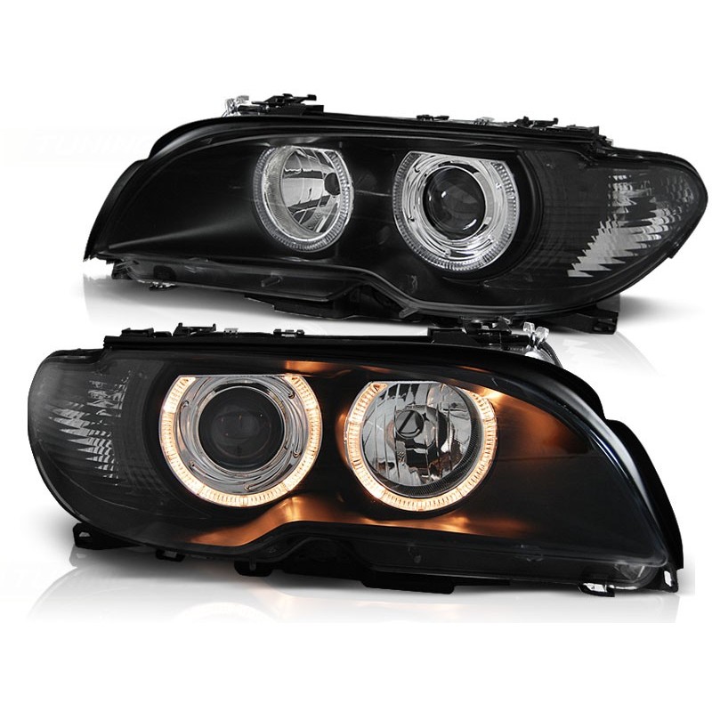 Phares avant BMW e46 04.03-06 coupe cabrio angel eyes noir