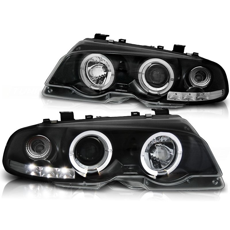 Phares avant BMW e46 04.99-03.03 coupe angel eyes noir