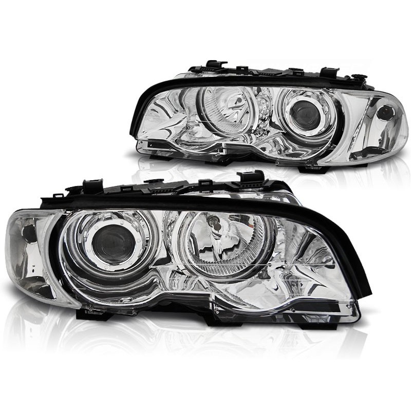 Phares avant BMW e46 04.99-03.03 coupe cabrio angel eyes chrome ccfl