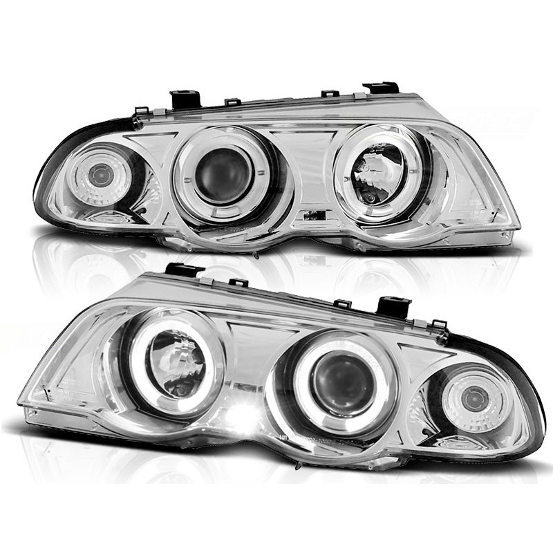 Phares avant BMW e46 05.98-08.01 angel eyes chrome