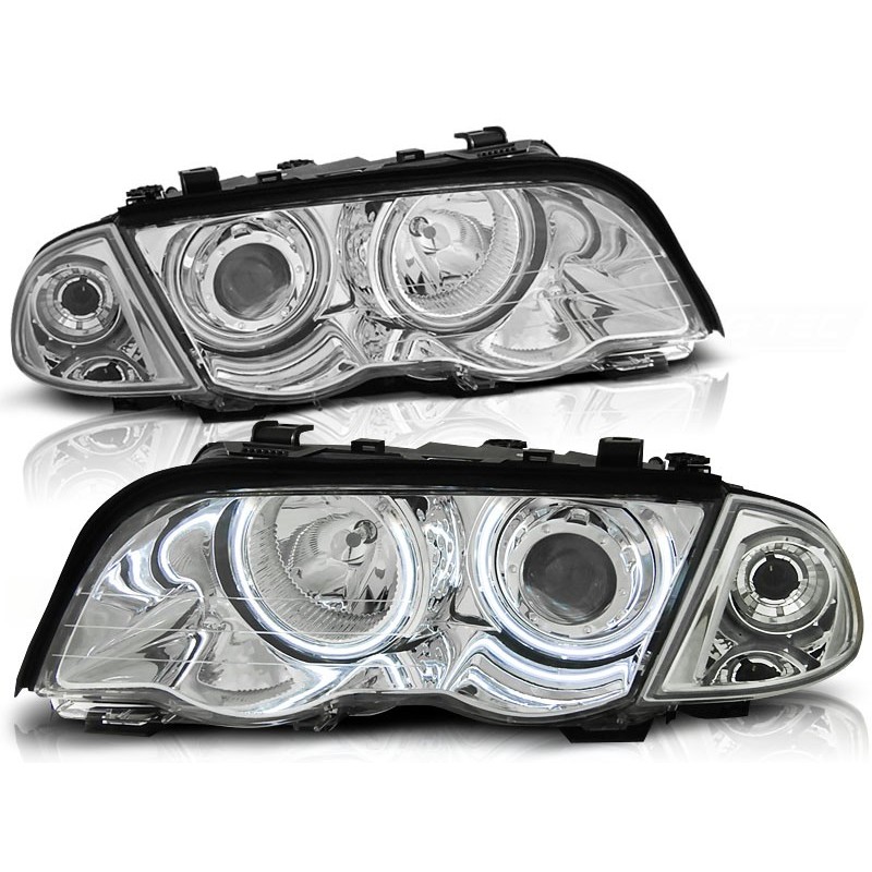 Phares avant BMW e46 05.98-08.01 angel eyes chrome Phares avant BMW e46 05.98-08.01 angel eyes chrome