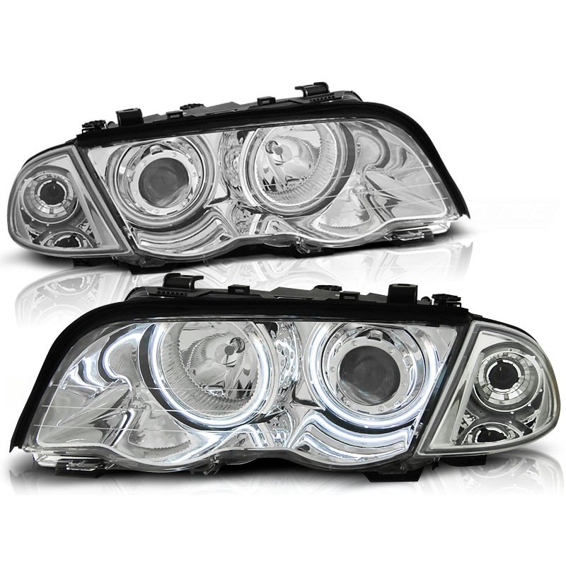 Phares avant BMW e46 05.98-08.01 angel eyes chrome