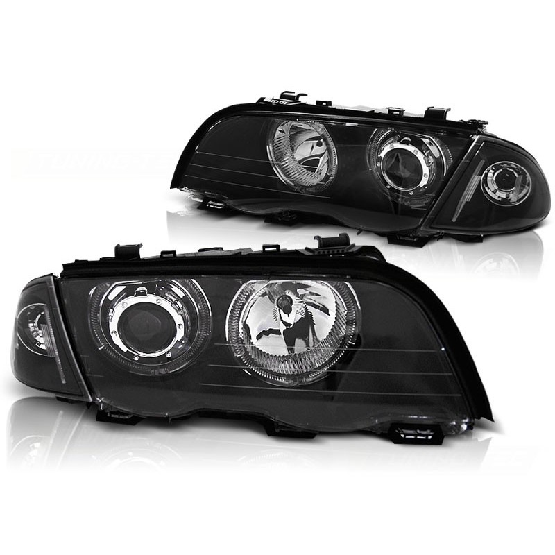 Phares avant BMW e46 05.98-08.01 angel eyes led noir