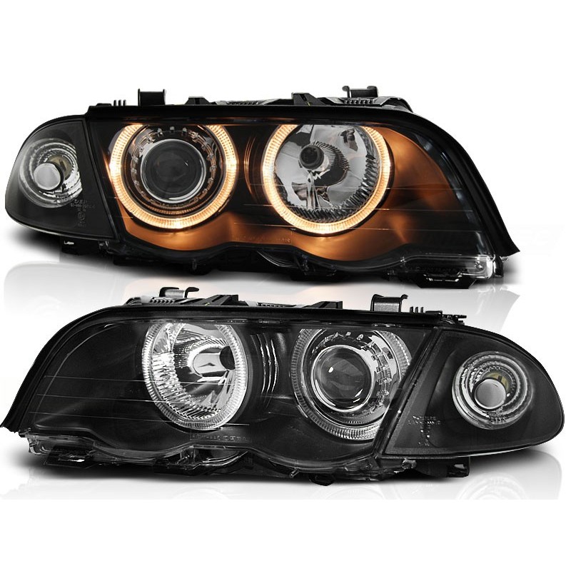 Phares avant BMW e46 05.98-08.01 angel eyes noir Phares avant BMW e46 05.98-08.01 angel eyes noir
