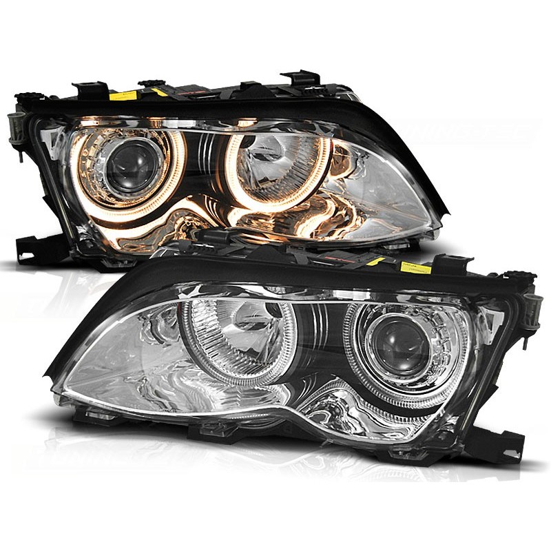 Phares avant BMW e46 09.01-03.05 angel eyes chrome Phares avant BMW e46 09.01-03.05 angel eyes chrome