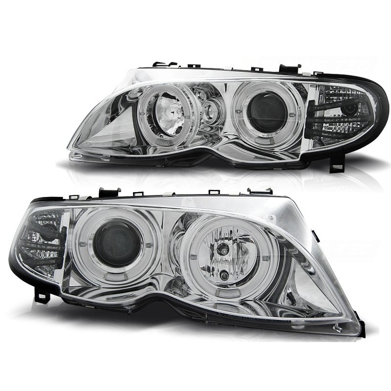 Phares avant BMW e46 09.01-03.05 angel eyes chrome