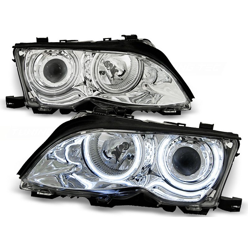 Phares avant BMW e46 09.01-03.05 angel eyes chrome