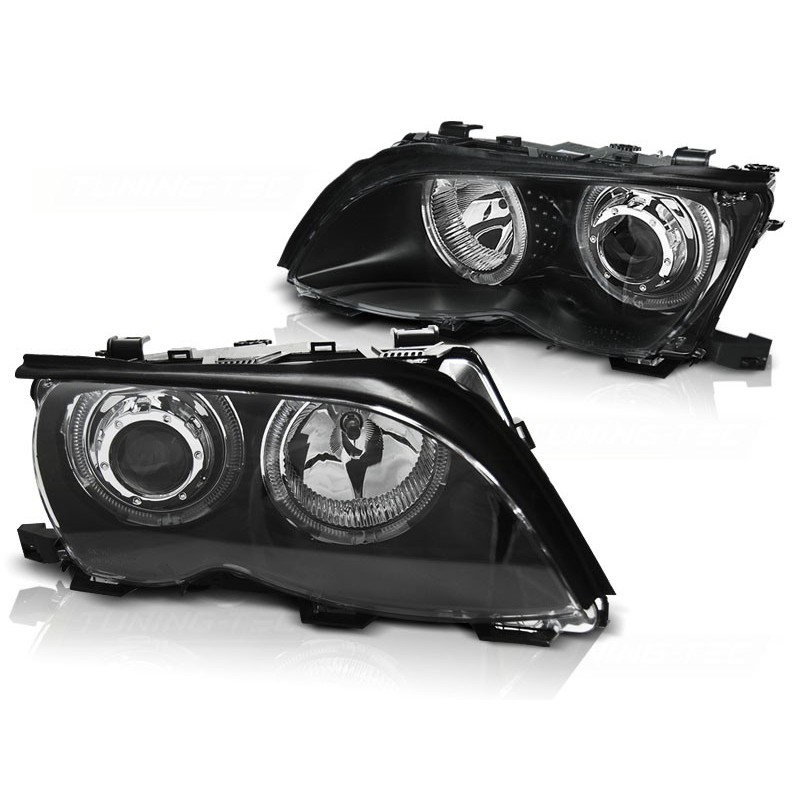 Phares avant BMW e46 09.01-03.05 angel eyes led noir