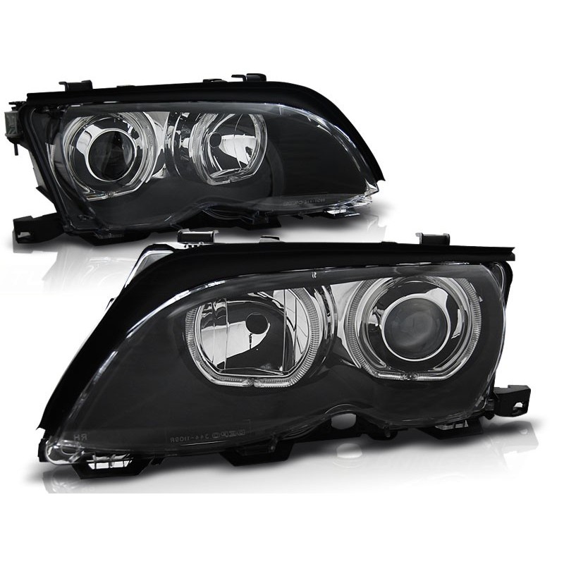 Phares avant BMW e46 09.01-03.05 angel eyes led noir