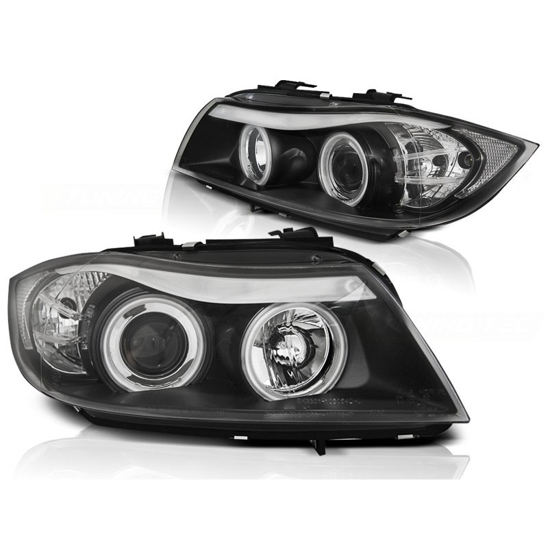 PHARES AVANT BMW E90/E91 03.05-08.08 ANGEL EYES CCFL NOIR