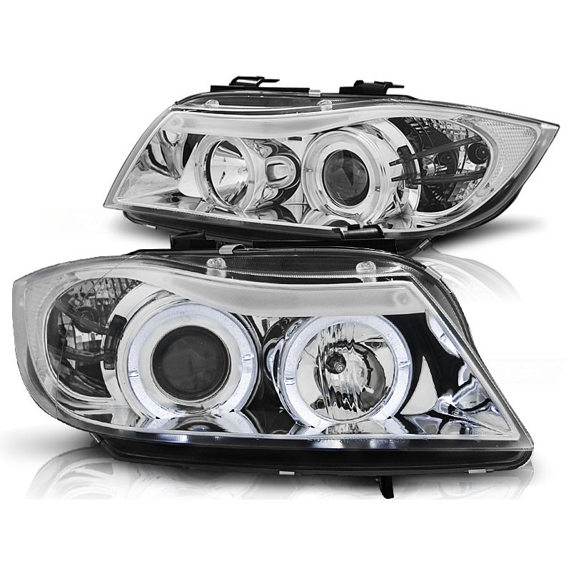 Phares avant BMW e90/e91 03.05-08.08 angel eyes chrome