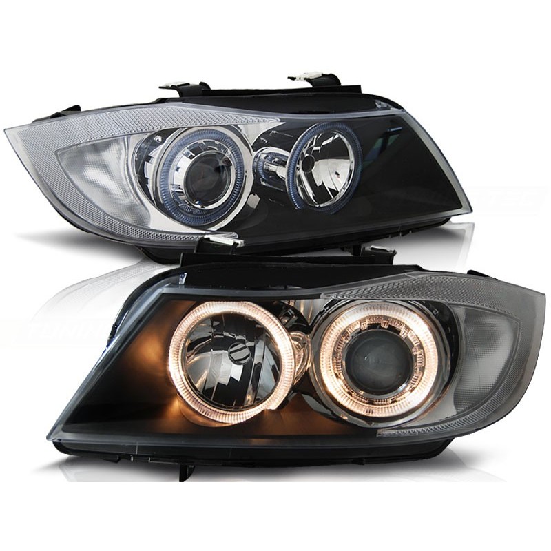 Phares avant BMW e90/e91 03.05-08.08 angel eyes noir Phares avant BMW e90/e91 03.05-08.08 angel eyes noir