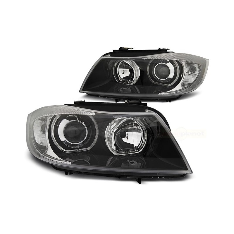 Phares avant BMW e90/e91 03.05-08.08 led angel eyes noir