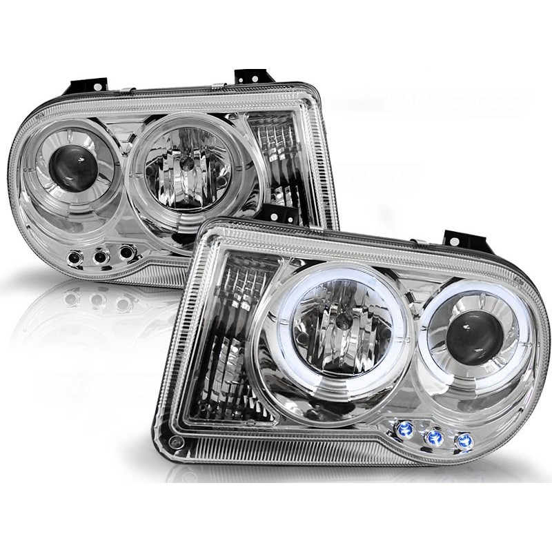 Phares avant Chrysler 300c 05-10 angel eyes chrome