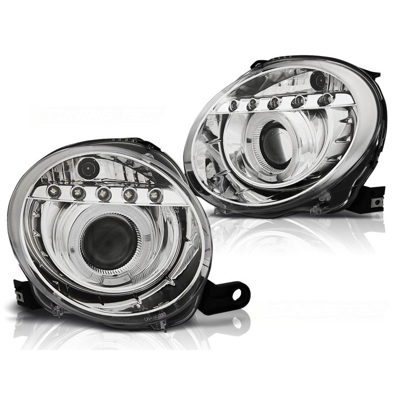 Phares avant Fiat 500 07- chrome led