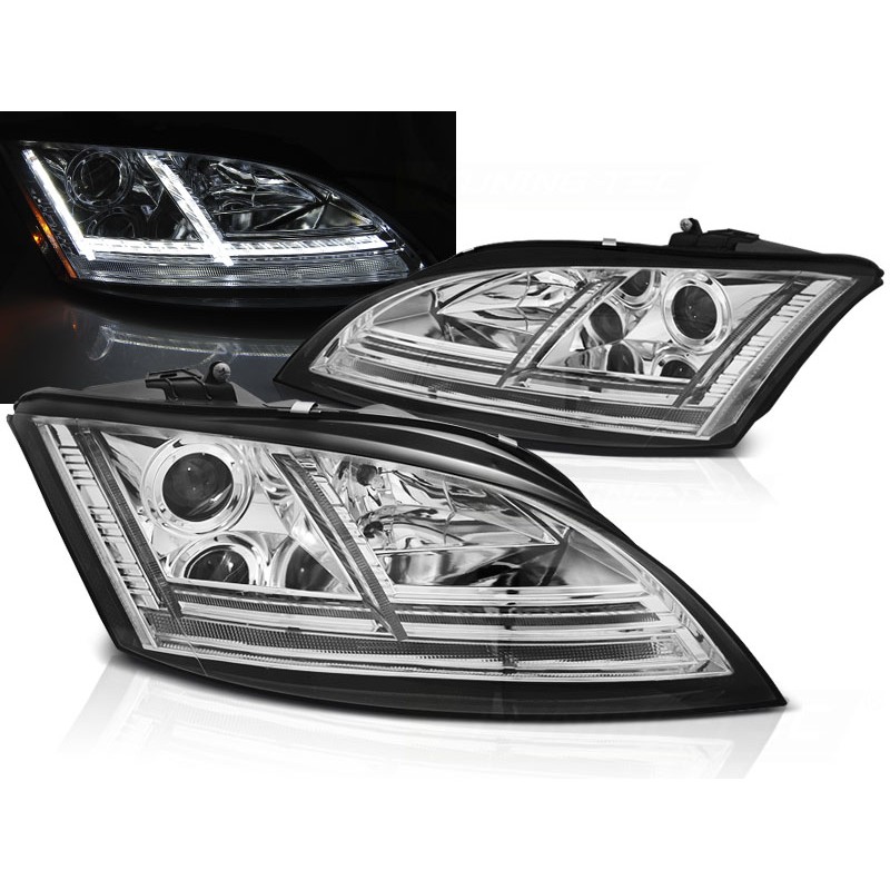 Phares avant Audi TT 2006 à 2010 8j chrome led seq hid drl