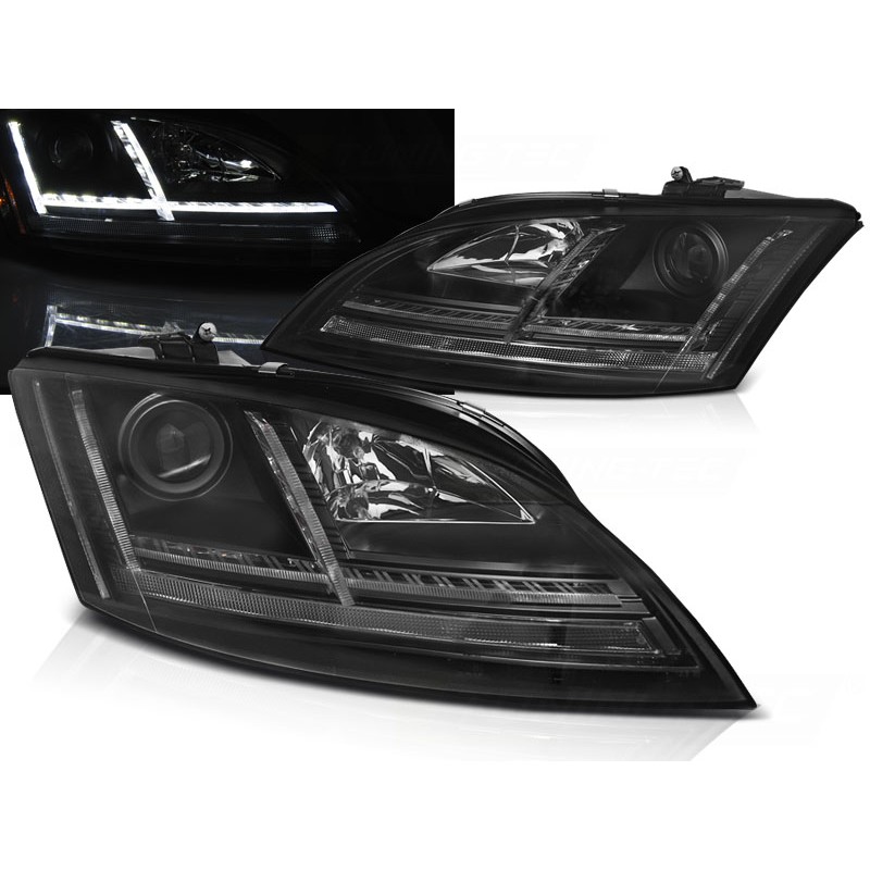 PHARES AVANT AUDI TT 2006 à 2010 8J  NOIR LED SEQ HID DRL