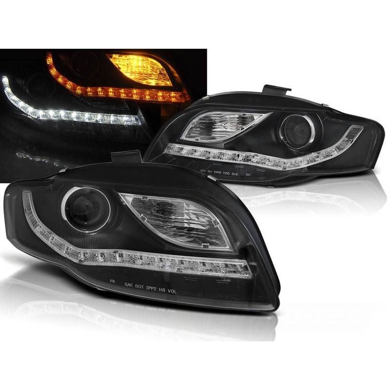 PHARES AVANT AUDI A4 B7 11/2004 à 2003/08 DAYLIGHT LED IND NOIR PHARES AVANT AUDI A4 B7 11/2004 à 2003/08 DAYLIGHT LED IND NOIR