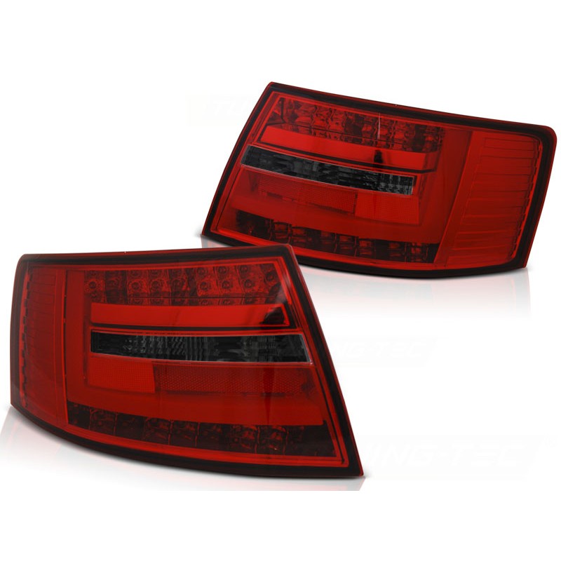 FEUX ARRIERES  AUDI A6 C6 BERLINE 04,2004 à 2008 ROUGE FUMÉE LED BAR 6 -PIN