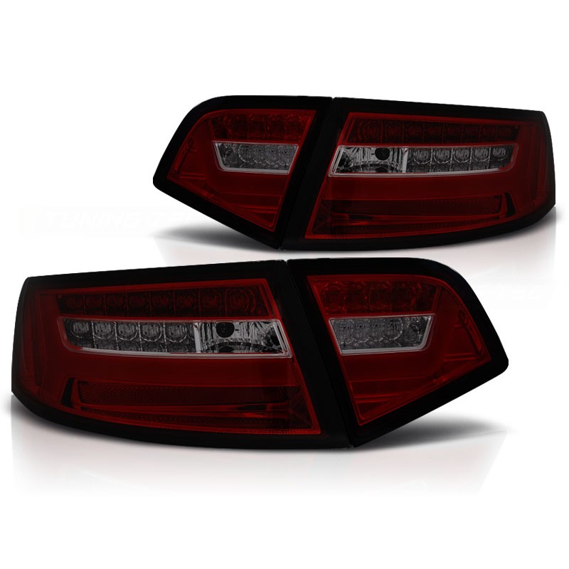 FEUX ARRIERES  AUDI A6 2008 à 2011 BERLINE ROUGE FUMÉE LED BAR SEQ