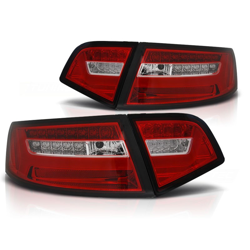 FEUX ARRIERES  AUDI A6 2008 à 2011 BERLINE ROUGE BLANC LED BAR SEQ