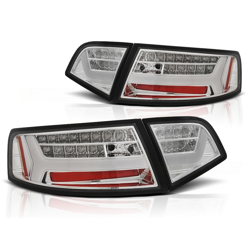 FEUX ARRIERES  AUDI A6 2008 à 2011 BERLINE CHROME LED BAR SEQ