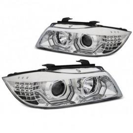 PHARES AVANT  BMW E90 / E91 2005 à 2008 3D AE LED CHROME