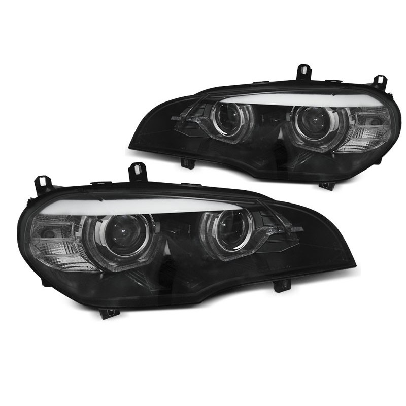 Phare Avant Pour BMW X5 E70 2007-2013 - Lentille Transparente - Paire Gauche/Droite